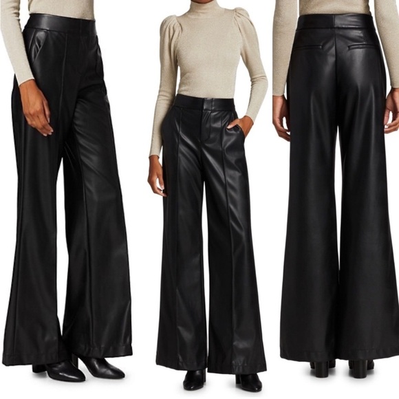 Alice + Olivia Pants - NWOT Alice + Olivia Black Faux Wide-Leg Pants